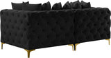 Tremblay Velvet / Engineered Wood / Metal / Foam Contemporary Black Velvet Modular Sofa - 78" W x 39" D x 33" H