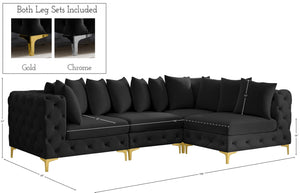 Tremblay Velvet / Engineered Wood / Metal / Foam Contemporary Black Velvet Modular Sectional - 108" W x 69" D x 33" H