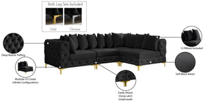 Tremblay Velvet / Engineered Wood / Metal / Foam Contemporary Black Velvet Modular Sectional - 108" W x 69" D x 33" H