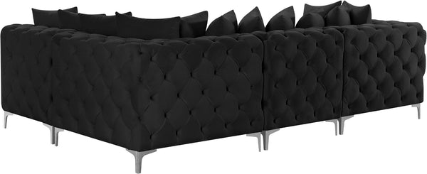 Tremblay Velvet / Engineered Wood / Metal / Foam Contemporary Black Velvet Modular Sectional - 108" W x 69" D x 33" H
