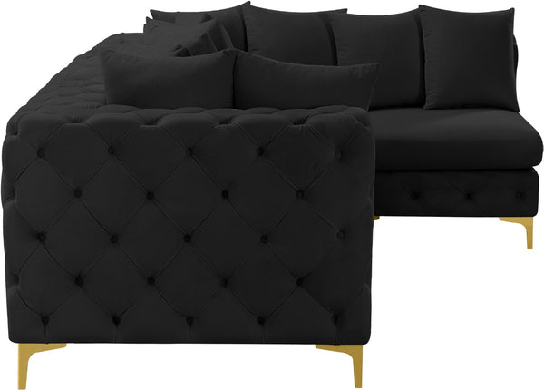 Tremblay Velvet / Engineered Wood / Metal / Foam Contemporary Black Velvet Modular Sectional - 108" W x 69" D x 33" H
