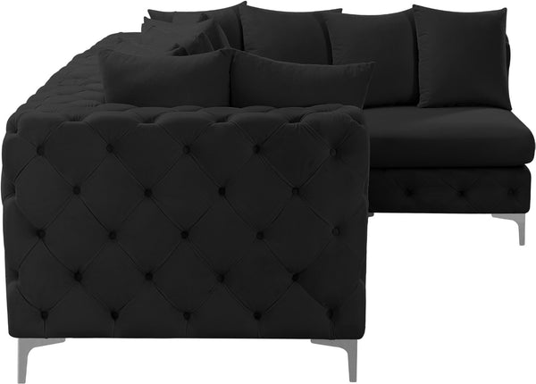 Tremblay Velvet / Engineered Wood / Metal / Foam Contemporary Black Velvet Modular Sectional - 108" W x 69" D x 33" H