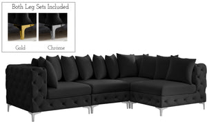 Tremblay Velvet / Engineered Wood / Metal / Foam Contemporary Black Velvet Modular Sectional - 108" W x 69" D x 33" H
