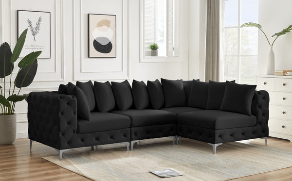 Tremblay Velvet / Engineered Wood / Metal / Foam Contemporary Black Velvet Modular Sectional - 108" W x 69" D x 33" H