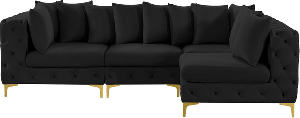 Tremblay Velvet / Engineered Wood / Metal / Foam Contemporary Black Velvet Modular Sectional - 108" W x 69" D x 33" H