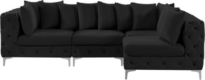 Tremblay Velvet / Engineered Wood / Metal / Foam Contemporary Black Velvet Modular Sectional - 108" W x 69" D x 33" H