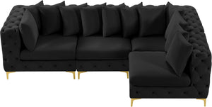 Tremblay Velvet / Engineered Wood / Metal / Foam Contemporary Black Velvet Modular Sectional - 108" W x 69" D x 33" H