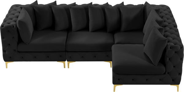 Tremblay Velvet / Engineered Wood / Metal / Foam Contemporary Black Velvet Modular Sectional - 108" W x 69" D x 33" H