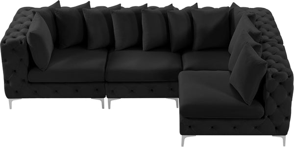 Tremblay Velvet / Engineered Wood / Metal / Foam Contemporary Black Velvet Modular Sectional - 108" W x 69" D x 33" H