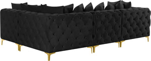 Tremblay Velvet / Engineered Wood / Metal / Foam Contemporary Black Velvet Modular Sectional - 108" W x 69" D x 33" H