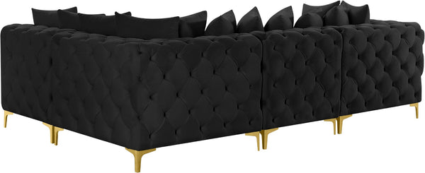 Tremblay Velvet / Engineered Wood / Metal / Foam Contemporary Black Velvet Modular Sectional - 108" W x 69" D x 33" H