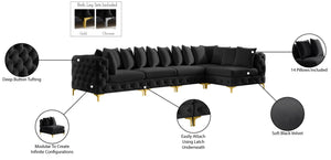 Tremblay Velvet / Engineered Wood / Metal / Foam Contemporary Black Velvet Modular Sectional - 138" W x 69" D x 33" H