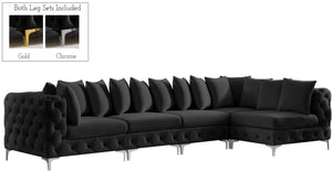 Tremblay Velvet / Engineered Wood / Metal / Foam Contemporary Black Velvet Modular Sectional - 138" W x 69" D x 33" H