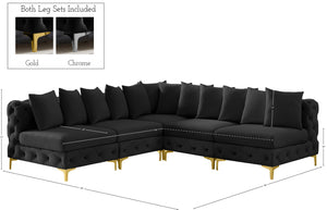 Tremblay Velvet / Engineered Wood / Metal / Foam Contemporary Black Velvet Modular Sectional - 99" W x 99" D x 33" H