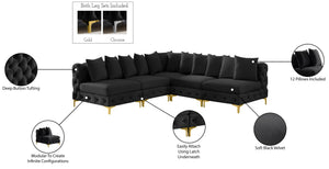 Tremblay Velvet / Engineered Wood / Metal / Foam Contemporary Black Velvet Modular Sectional - 99" W x 99" D x 33" H
