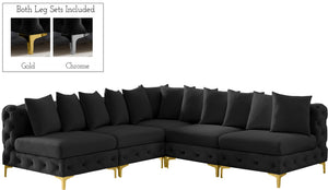 Tremblay Velvet / Engineered Wood / Metal / Foam Contemporary Black Velvet Modular Sectional - 99" W x 99" D x 33" H