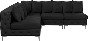 Tremblay Velvet / Engineered Wood / Metal / Foam Contemporary Black Velvet Modular Sectional - 99" W x 99" D x 33" H