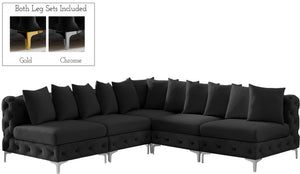Tremblay Velvet / Engineered Wood / Metal / Foam Contemporary Black Velvet Modular Sectional - 99" W x 99" D x 33" H