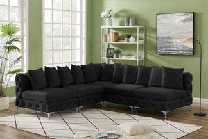 Tremblay Velvet / Engineered Wood / Metal / Foam Contemporary Black Velvet Modular Sectional - 99" W x 99" D x 33" H