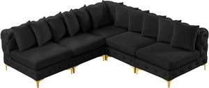 Tremblay Velvet / Engineered Wood / Metal / Foam Contemporary Black Velvet Modular Sectional - 99" W x 99" D x 33" H
