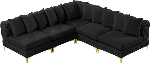 Tremblay Velvet / Engineered Wood / Metal / Foam Contemporary Black Velvet Modular Sectional - 99" W x 99" D x 33" H