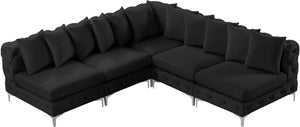 Tremblay Velvet / Engineered Wood / Metal / Foam Contemporary Black Velvet Modular Sectional - 99" W x 99" D x 33" H