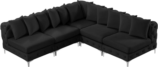 Tremblay Velvet / Engineered Wood / Metal / Foam Contemporary Black Velvet Modular Sectional - 99" W x 99" D x 33" H
