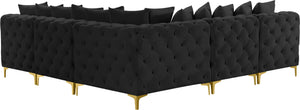 Tremblay Velvet / Engineered Wood / Metal / Foam Contemporary Black Velvet Modular Sectional - 99" W x 99" D x 33" H