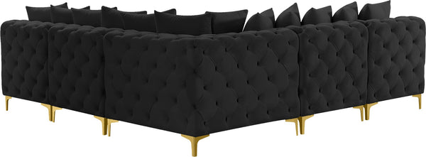Tremblay Velvet / Engineered Wood / Metal / Foam Contemporary Black Velvet Modular Sectional - 99" W x 99" D x 33" H