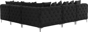Tremblay Velvet / Engineered Wood / Metal / Foam Contemporary Black Velvet Modular Sectional - 99" W x 99" D x 33" H