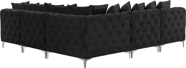 Tremblay Velvet / Engineered Wood / Metal / Foam Contemporary Black Velvet Modular Sectional - 99" W x 99" D x 33" H