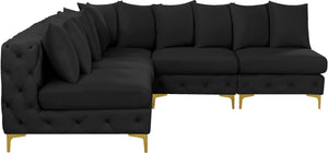 Tremblay Velvet / Engineered Wood / Metal / Foam Contemporary Black Velvet Modular Sectional - 99" W x 99" D x 33" H