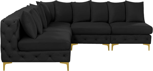 Tremblay Velvet / Engineered Wood / Metal / Foam Contemporary Black Velvet Modular Sectional - 99" W x 99" D x 33" H