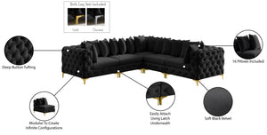 Tremblay Velvet / Engineered Wood / Metal / Foam Contemporary Black Velvet Modular Sectional - 108" W x 108" D x 33" H