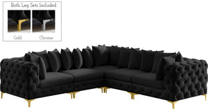 Tremblay Velvet / Engineered Wood / Metal / Foam Contemporary Black Velvet Modular Sectional - 108" W x 108" D x 33" H