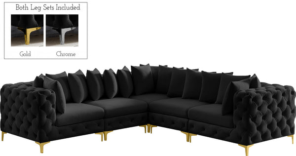 Tremblay Velvet / Engineered Wood / Metal / Foam Contemporary Black Velvet Modular Sectional - 108" W x 108" D x 33" H