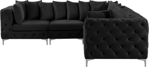 Tremblay Velvet / Engineered Wood / Metal / Foam Contemporary Black Velvet Modular Sectional - 108" W x 108" D x 33" H