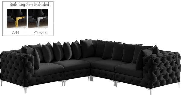 Tremblay Velvet / Engineered Wood / Metal / Foam Contemporary Black Velvet Modular Sectional - 108" W x 108" D x 33" H