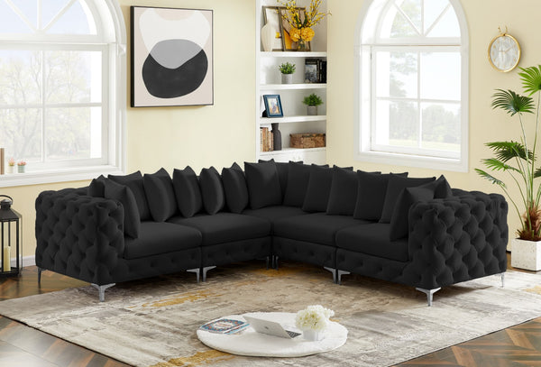 Tremblay Velvet / Engineered Wood / Metal / Foam Contemporary Black Velvet Modular Sectional - 108" W x 108" D x 33" H