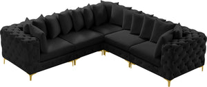 Tremblay Velvet / Engineered Wood / Metal / Foam Contemporary Black Velvet Modular Sectional - 108" W x 108" D x 33" H