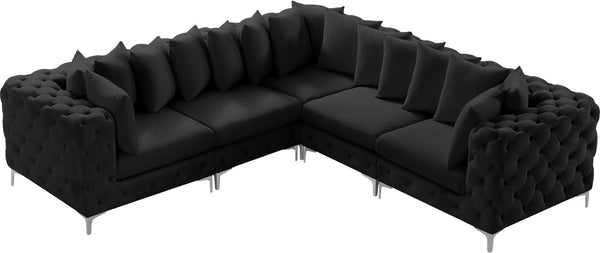 Tremblay Velvet / Engineered Wood / Metal / Foam Contemporary Black Velvet Modular Sectional - 108" W x 108" D x 33" H
