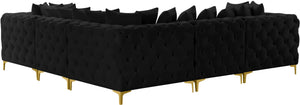 Tremblay Velvet / Engineered Wood / Metal / Foam Contemporary Black Velvet Modular Sectional - 108" W x 108" D x 33" H