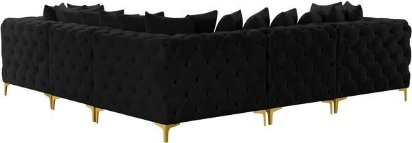 Tremblay Velvet / Engineered Wood / Metal / Foam Contemporary Black Velvet Modular Sectional - 108" W x 108" D x 33" H
