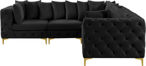 Tremblay Velvet / Engineered Wood / Metal / Foam Contemporary Black Velvet Modular Sectional - 108" W x 108" D x 33" H