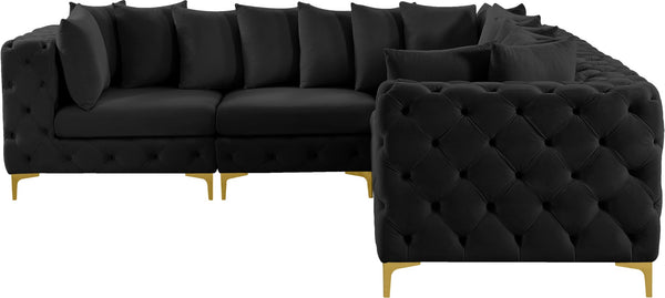 Tremblay Velvet / Engineered Wood / Metal / Foam Contemporary Black Velvet Modular Sectional - 108" W x 108" D x 33" H