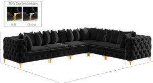 Tremblay Velvet / Engineered Wood / Metal / Foam Contemporary Black Velvet Modular Sectional - 138" W x 108" D x 33" H