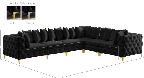 Tremblay Velvet / Engineered Wood / Metal / Foam Contemporary Black Velvet Modular Sectional - 138" W x 108" D x 33" H