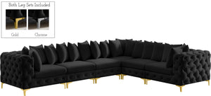 Tremblay Velvet / Engineered Wood / Metal / Foam Contemporary Black Velvet Modular Sectional - 138" W x 108" D x 33" H
