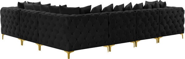 Tremblay Velvet / Engineered Wood / Metal / Foam Contemporary Black Velvet Modular Sectional - 138" W x 108" D x 33" H