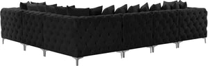 Tremblay Velvet / Engineered Wood / Metal / Foam Contemporary Black Velvet Modular Sectional - 138" W x 108" D x 33" H